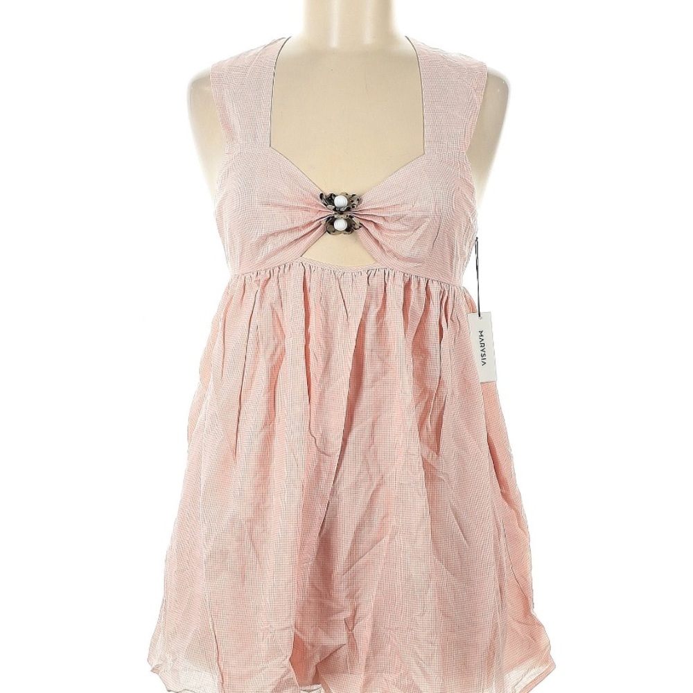 MARYSIA pink checkered cut out dress/top Medium NWT $225